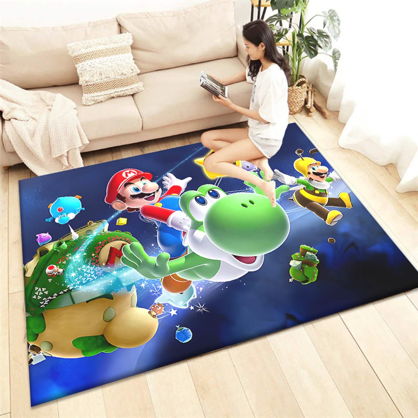 Super Mario HD Printed Carpet Rug for Living Room & Bedroom