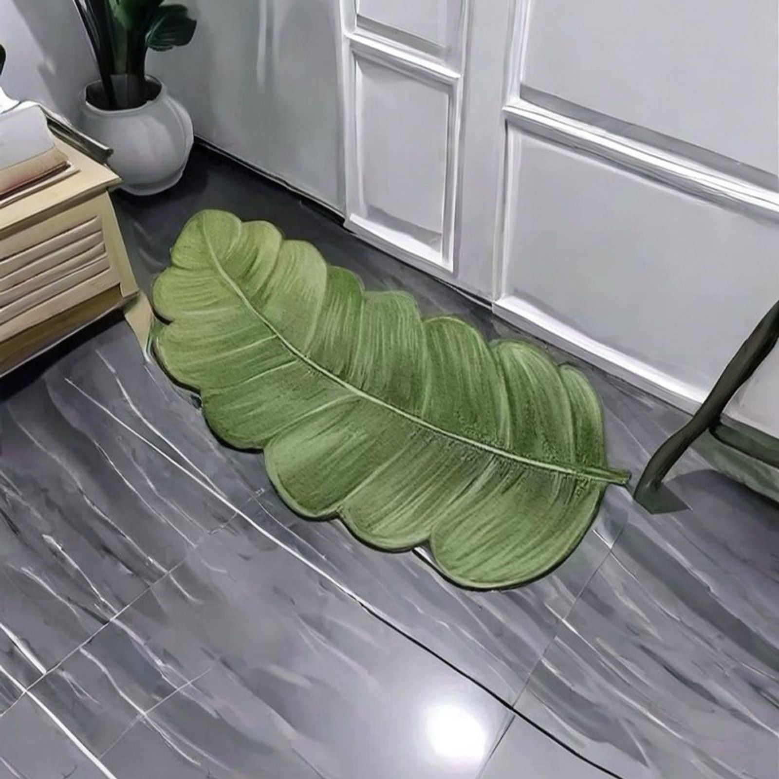 Leaves Green Plants Floor Mats for Bathroom and Home