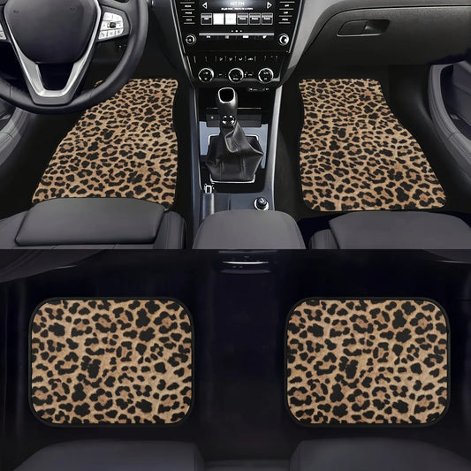 Leopard Print All-Weather Car Floor Mats Set