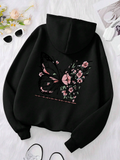 Rose Butterfly Graphic Print Women’s Hooded Sweatshirt
