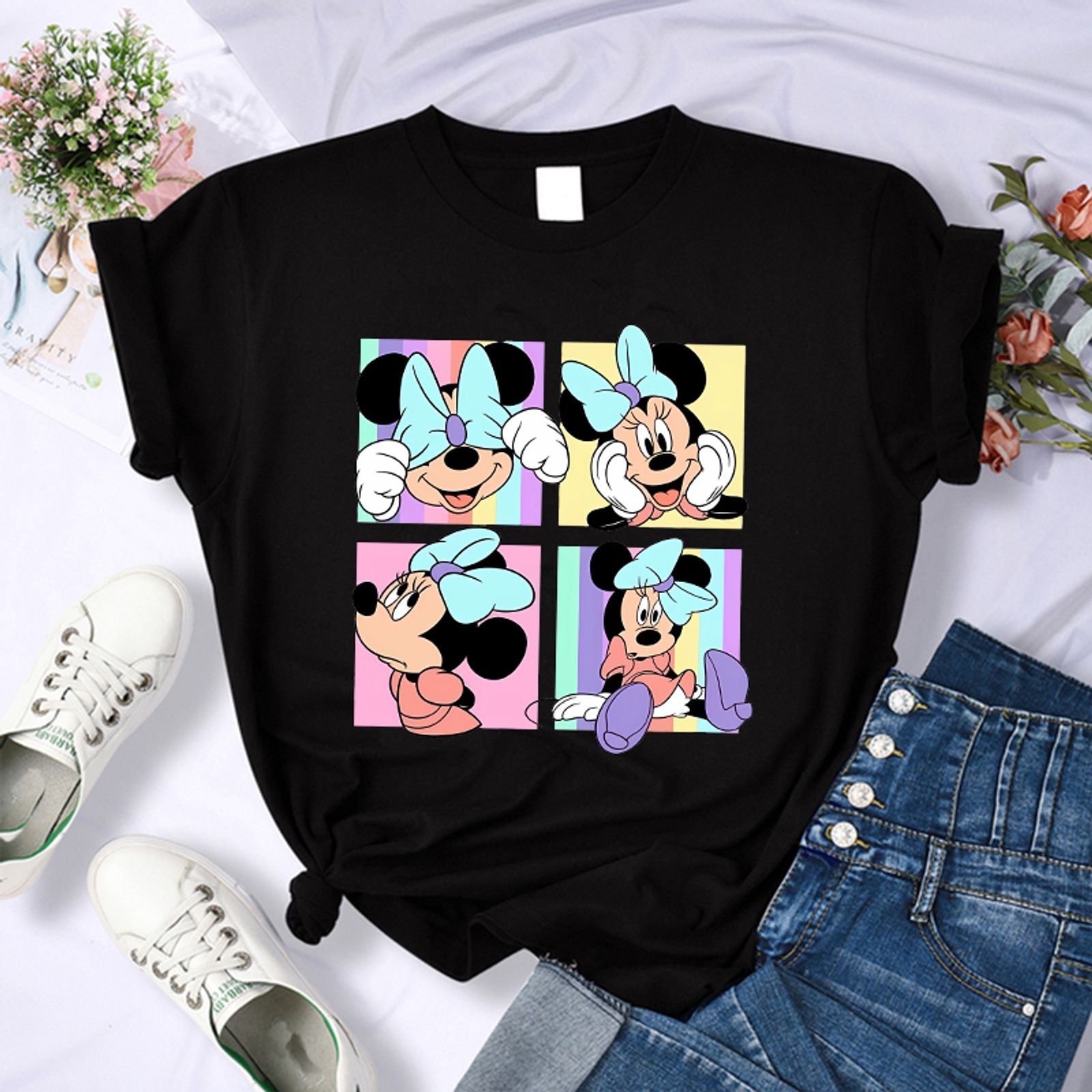 90s Y2K Mickey Print T-Shirt for Women
