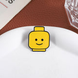 Funny Yellow Emoji Building Blocks Brooch Enamel Pin