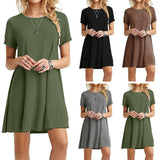 Women’s Vintage Casual Short Sleeve T-Shirt Dress