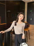 Chic V-Neck Knitted Ribbed Sweater for Women