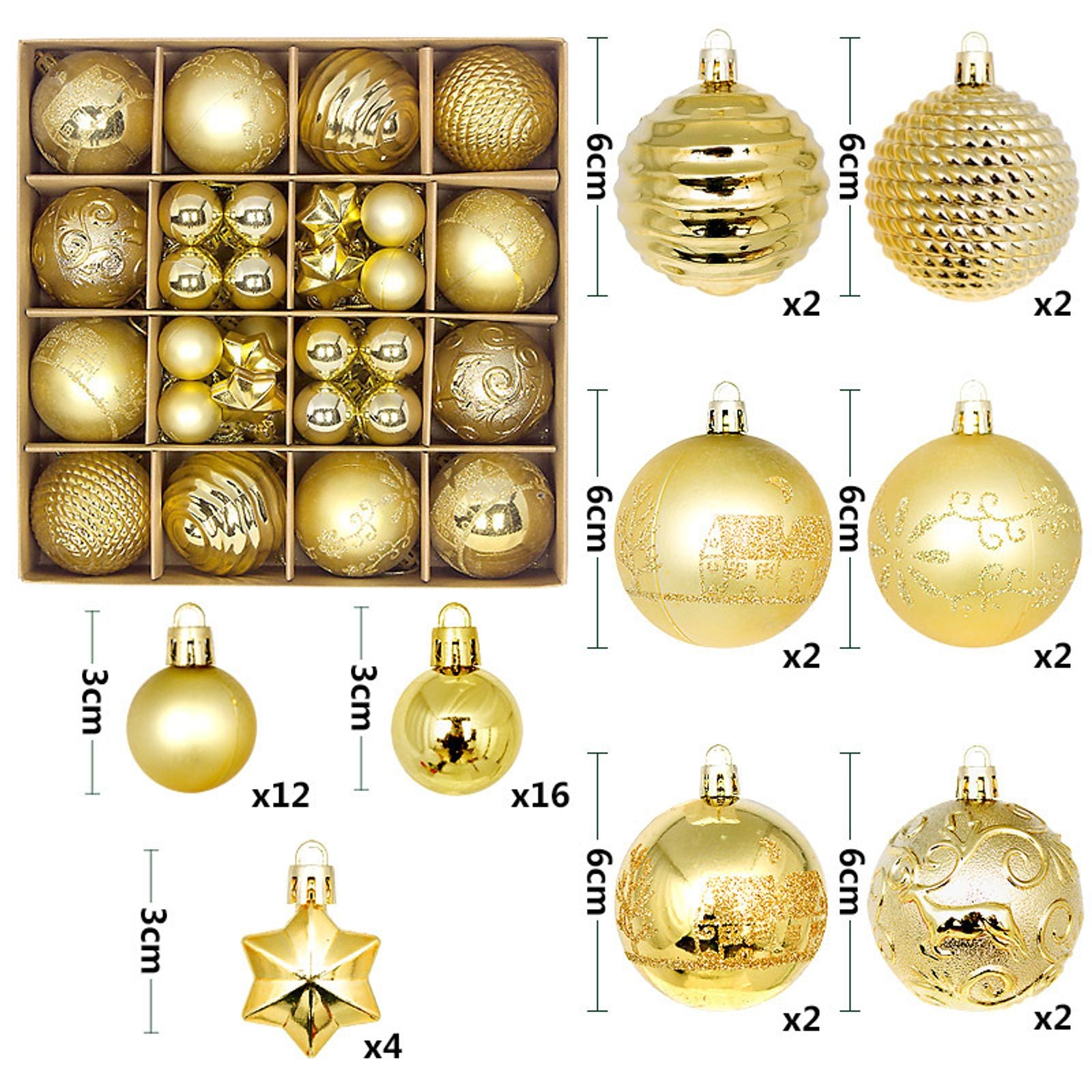 44Pcs Christmas Ball Ornaments for Home Decor