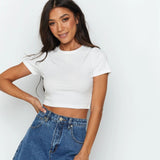 O Neck Knit Crop Top for Women - Casual Summer Style