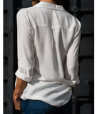 Women's Vintage Autumn Polo Collar Button-Up Blouse