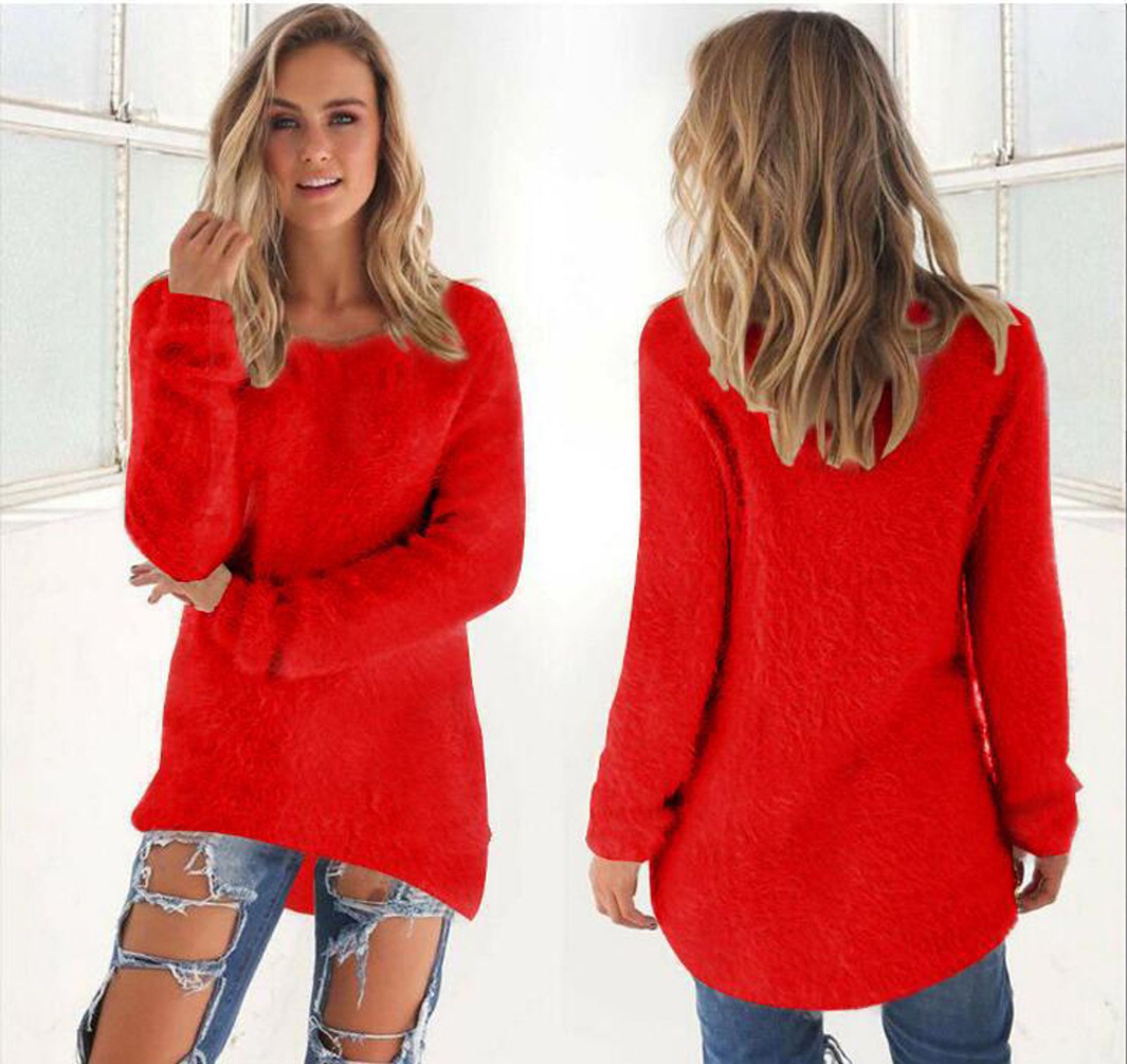 Plus Size Women's Warm Knitted Pullover Sweater