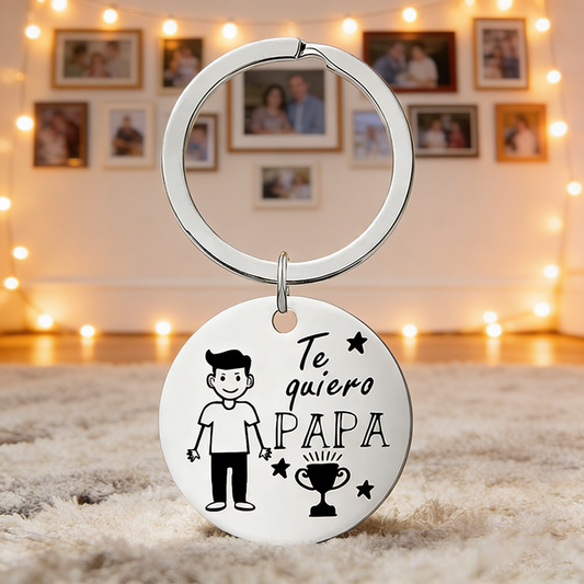 Te Quiero Papa Keychain - Stainless Steel Pendant Gift