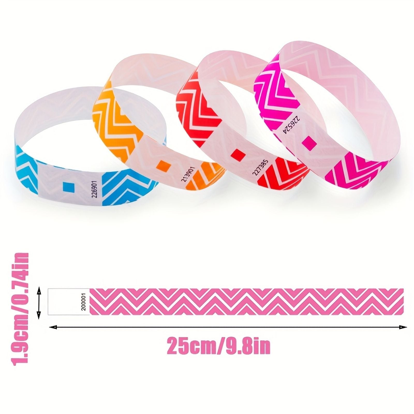 100/400pcs Fluorescent Numbered Wristbands - Multicolor Disposable Bracelets