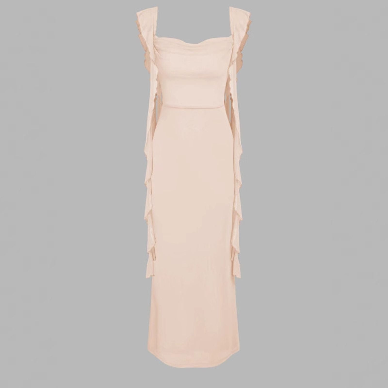 Backless Draped French Style Evening Gown