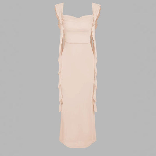 Backless Draped French Style Evening Gown