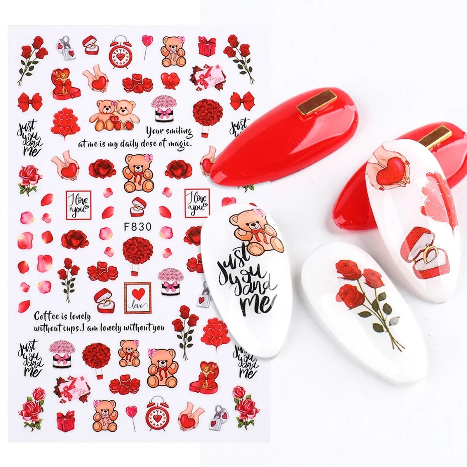 6PCS 3D Valentine's Day Nail Art Stickers