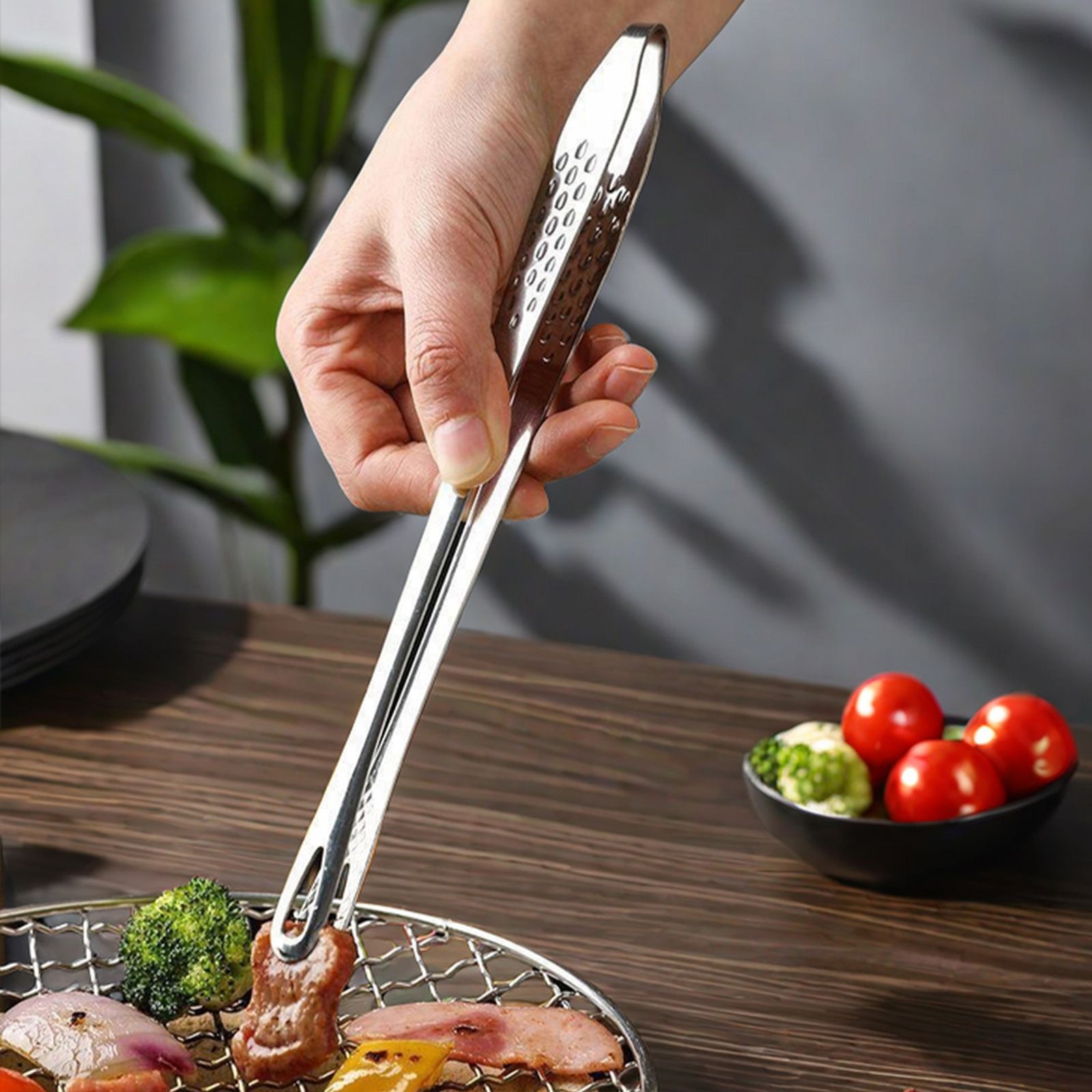 304 Stainless Steel Long Handle Non-Slip Barbecue Tongs