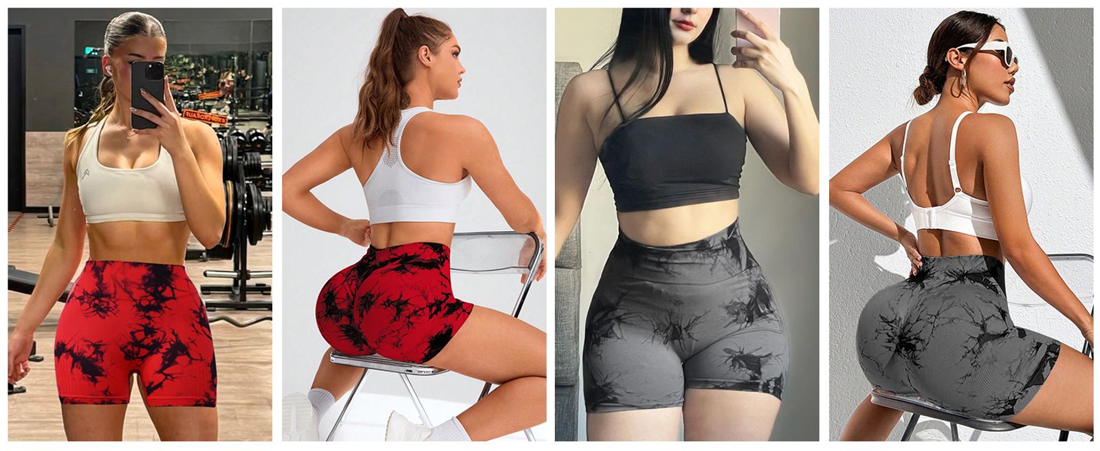 2pcs Women's High-Waist Tie-Dye Yoga Shorts