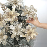 18pcs Christmas Poinsettia Flowers & Glitter Berry Stems Kit