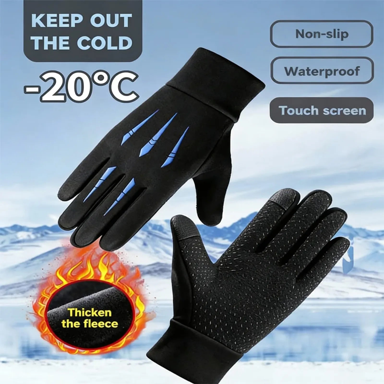 Winter Warm Gloves - Touchscreen, Waterproof, -20°C