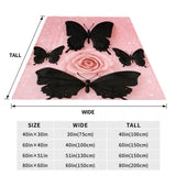 Pink Butterfly Rose Flannel Throw Blanket