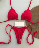 Sexy Halter Solid Color Bikini Set