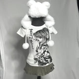 Y2K Anime Streetwear Vintage Crop Tee for Women