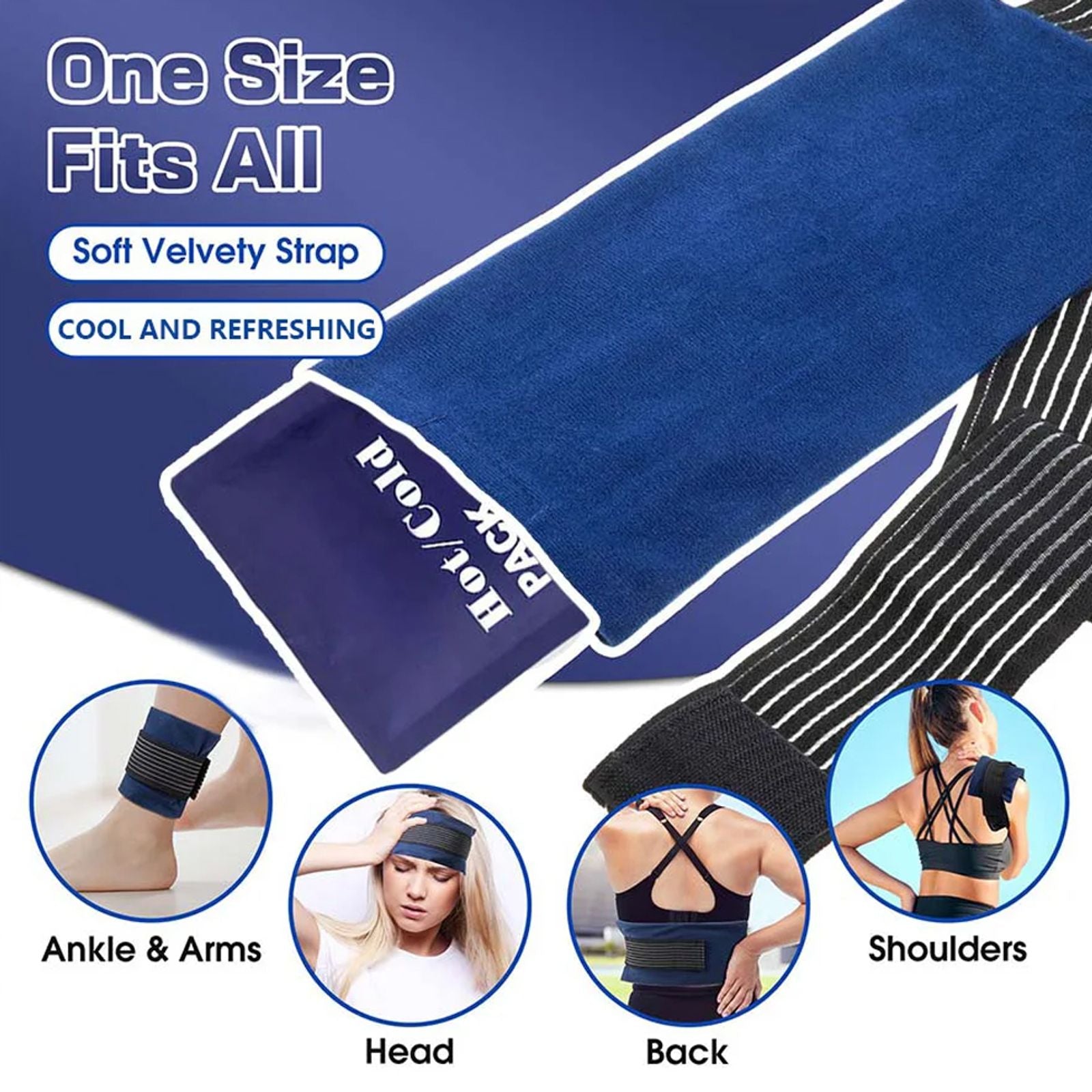 Reusable Ice Pack with Elastic Strap for Pain Relief