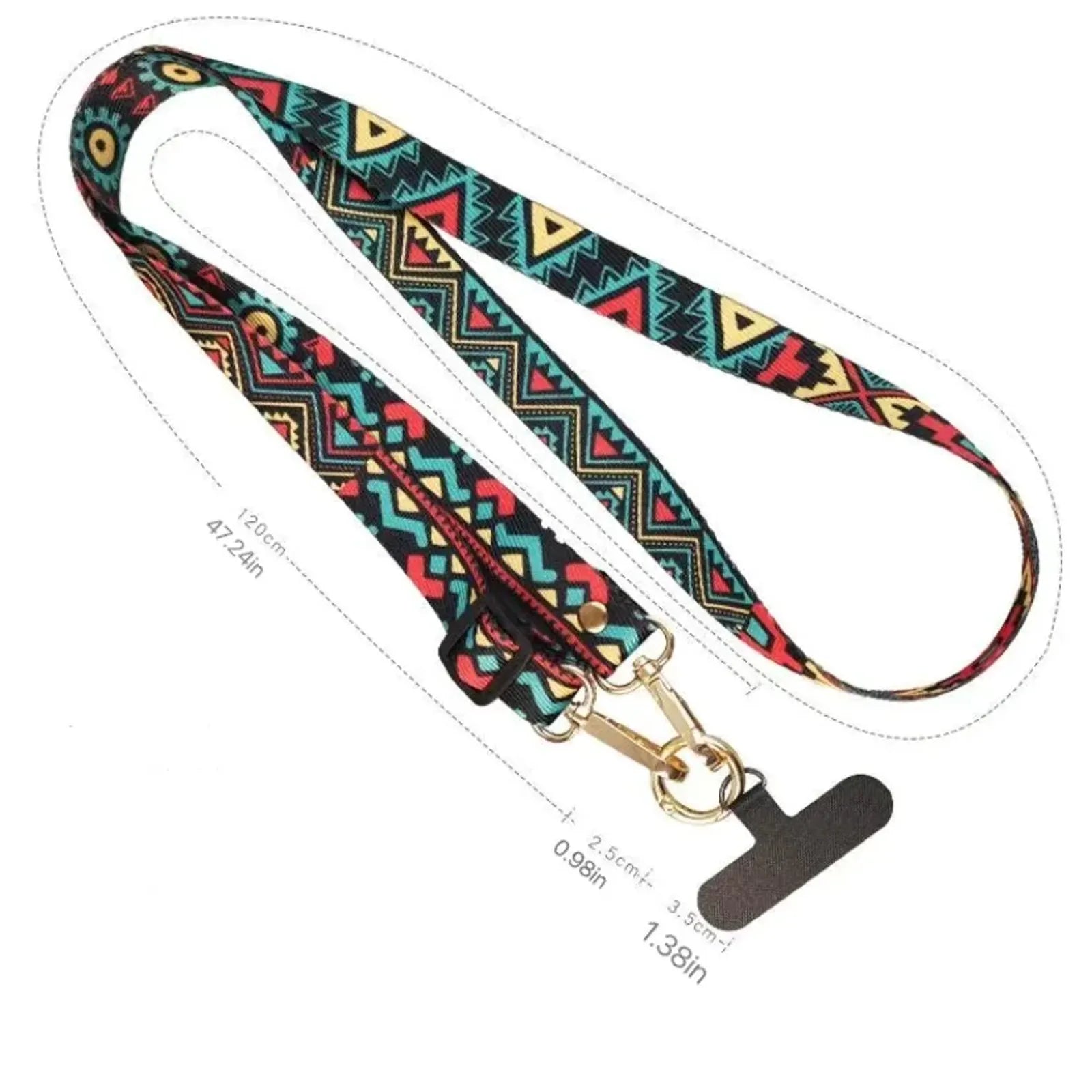 Retro Pattern Mobile Phone Clip Crossbody Lanyard