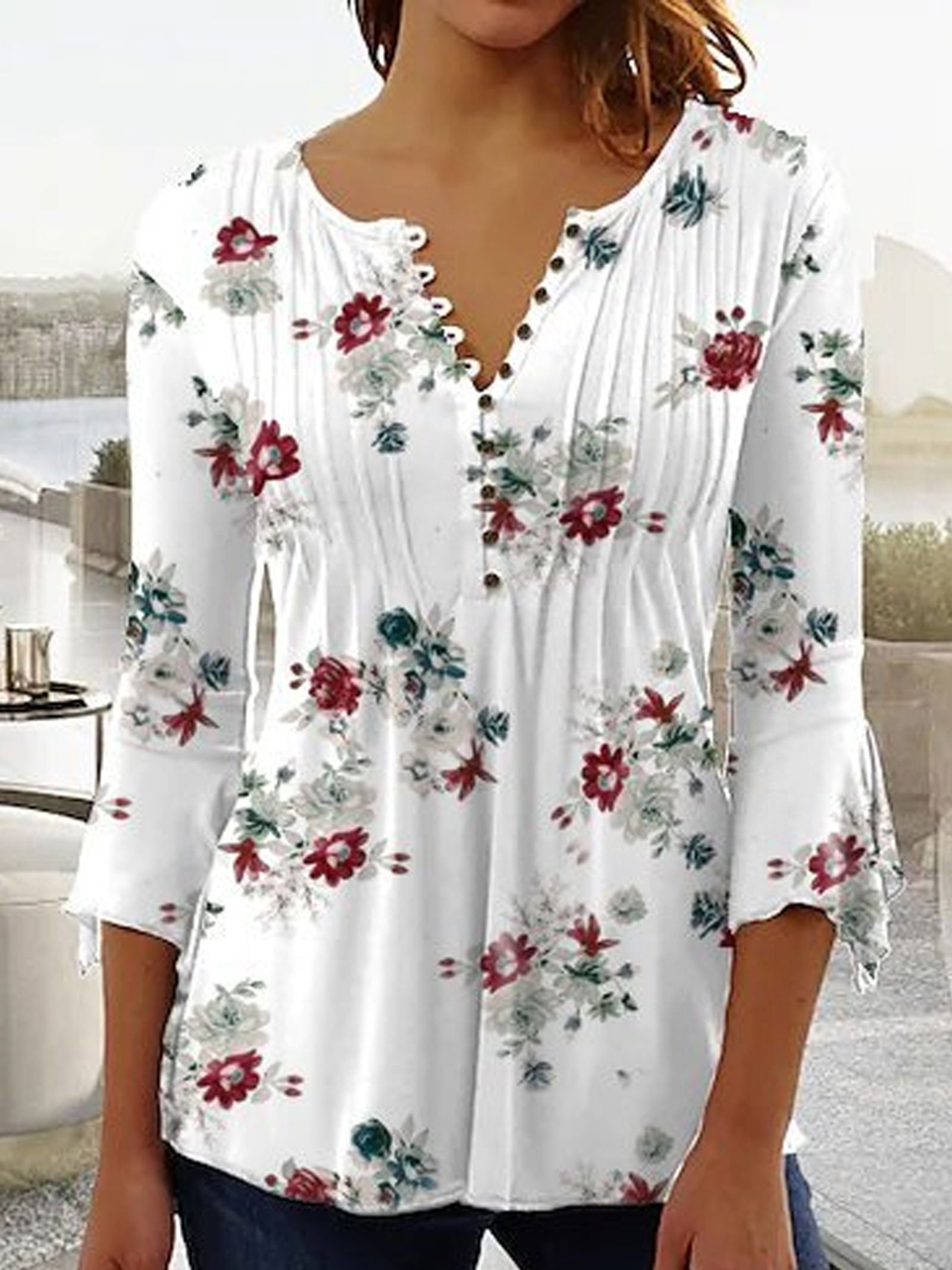 Elegant Printed Casual Long-Sleeved Women’s Shirt