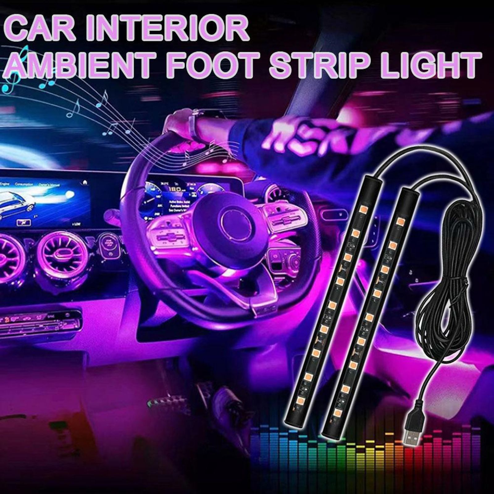 Car LED Neon Foot Light Interior Atmosphere Lamp