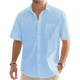 Men's Cotton Linen Short Sleeve Vacation Shirt