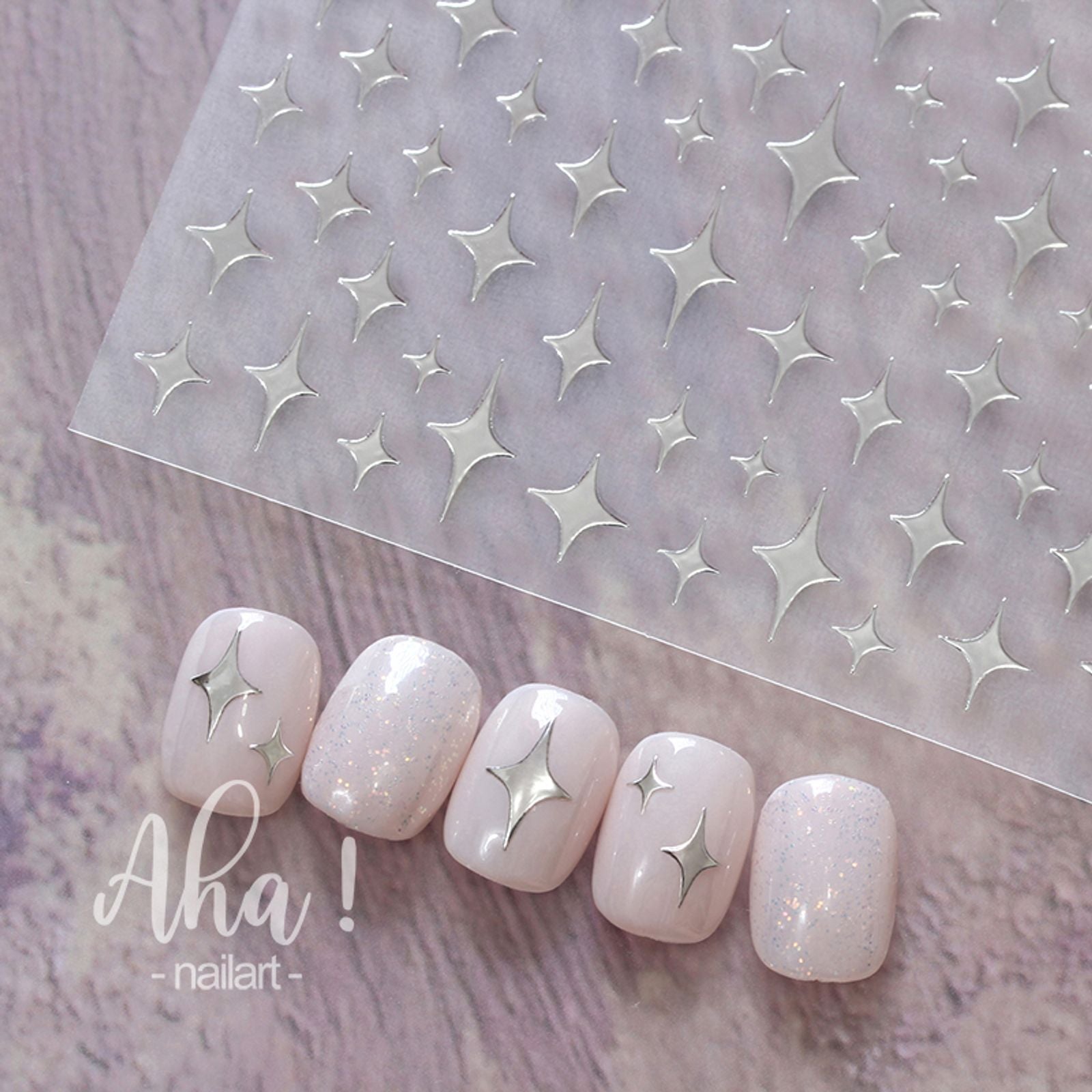 3D Crescent Moon Nail Stickers - White, Black, Gold, Silver
