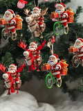 12-Piece Wooden Santa Claus Ornament Set