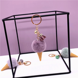 Ice Cream Plush Pompom Keychain for Bag or Jewelry