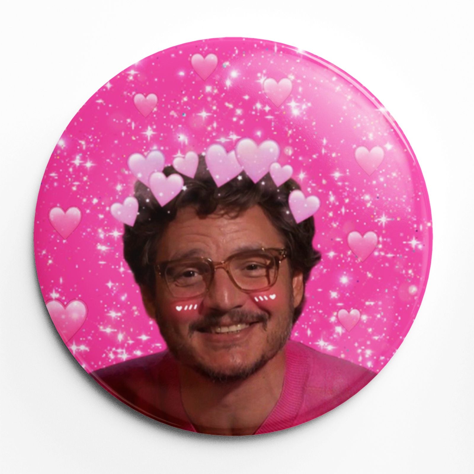 Pedro Pascal Pink Cute Soft Button Pin Brooch Jewelry