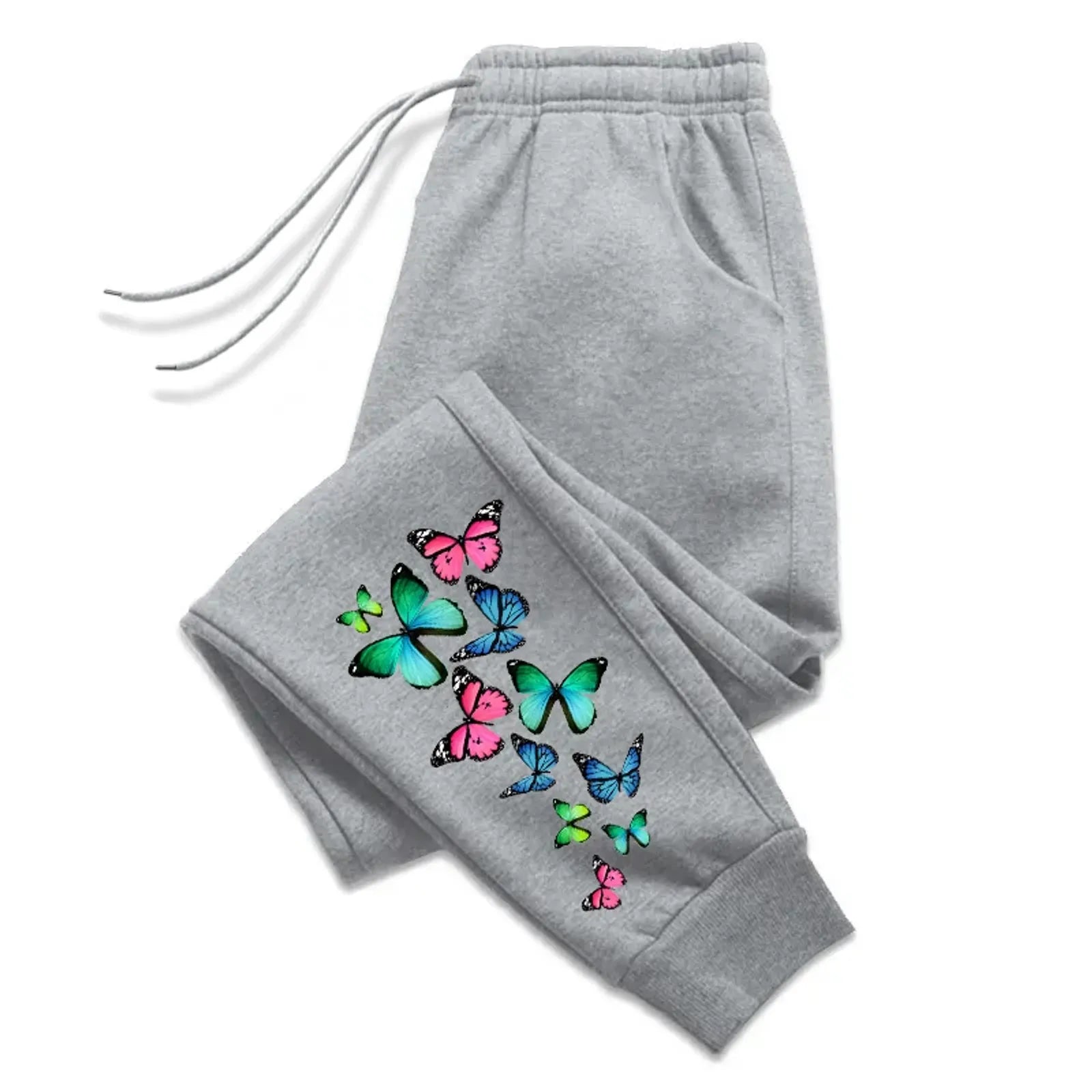Colorful Butterfly Printed Sweatpants for Women