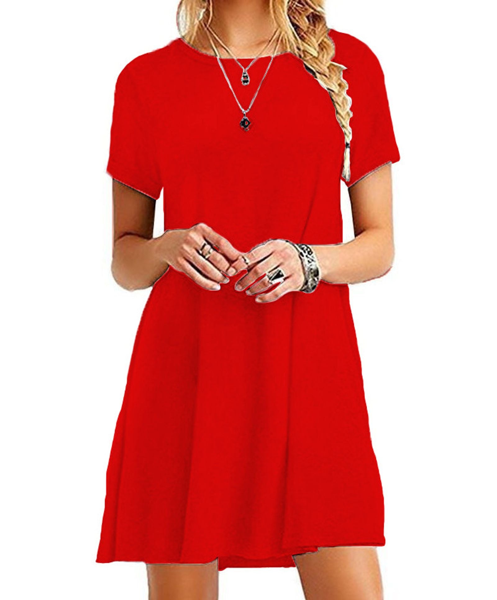 Women’s Vintage Casual Short Sleeve T-Shirt Dress