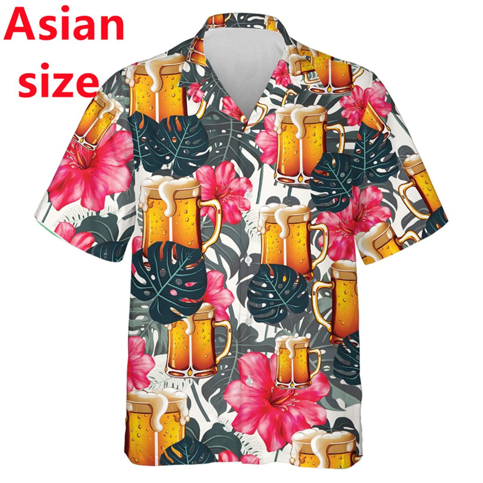 Men's Hawaiian Aloha Beach Shirt - Short Sleeve Beer Lovers