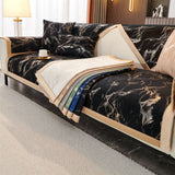 Marble Lines Velvet Sofa Cover for L-Shape Couch