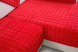 Solid Color Red Soft Thicken Flannel Quilted Sofa Cover