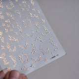 Silver and Rose Gold Leaf Branch Nail Art Stickers