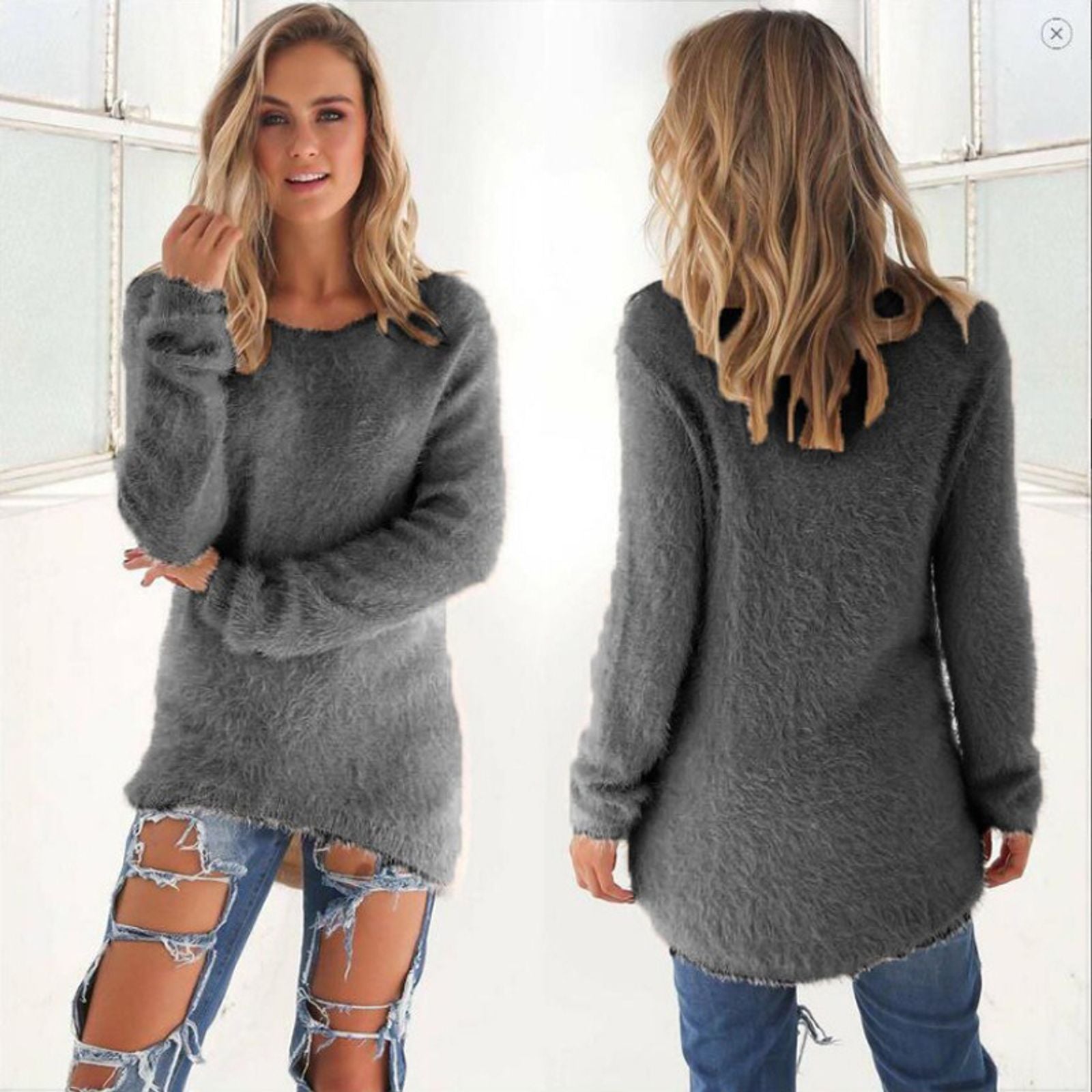 Plus Size Women's Warm Knitted Pullover Sweater