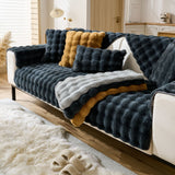 Thick Imitation Rabbit Fur Plush Sofa Slipcover