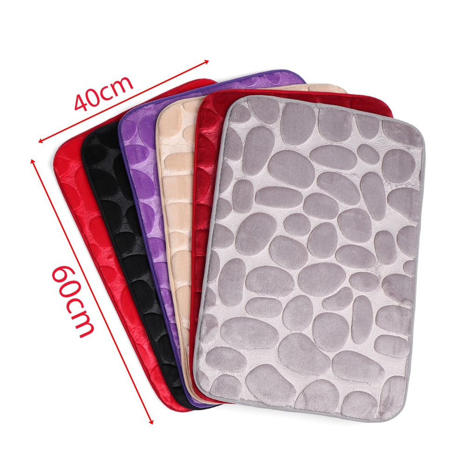 40x60cm Anti-Slip Bathroom Doormat with Pebble Design