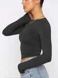 Basic Long Sleeve Crop Top for Women