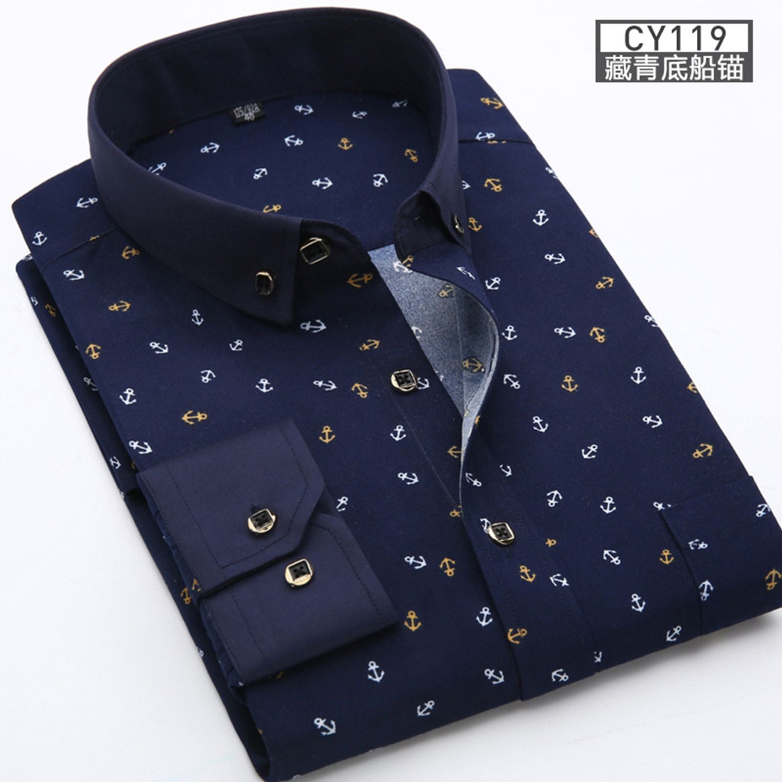 Men's Thin Long-Sleeve Printed Casual Shirt