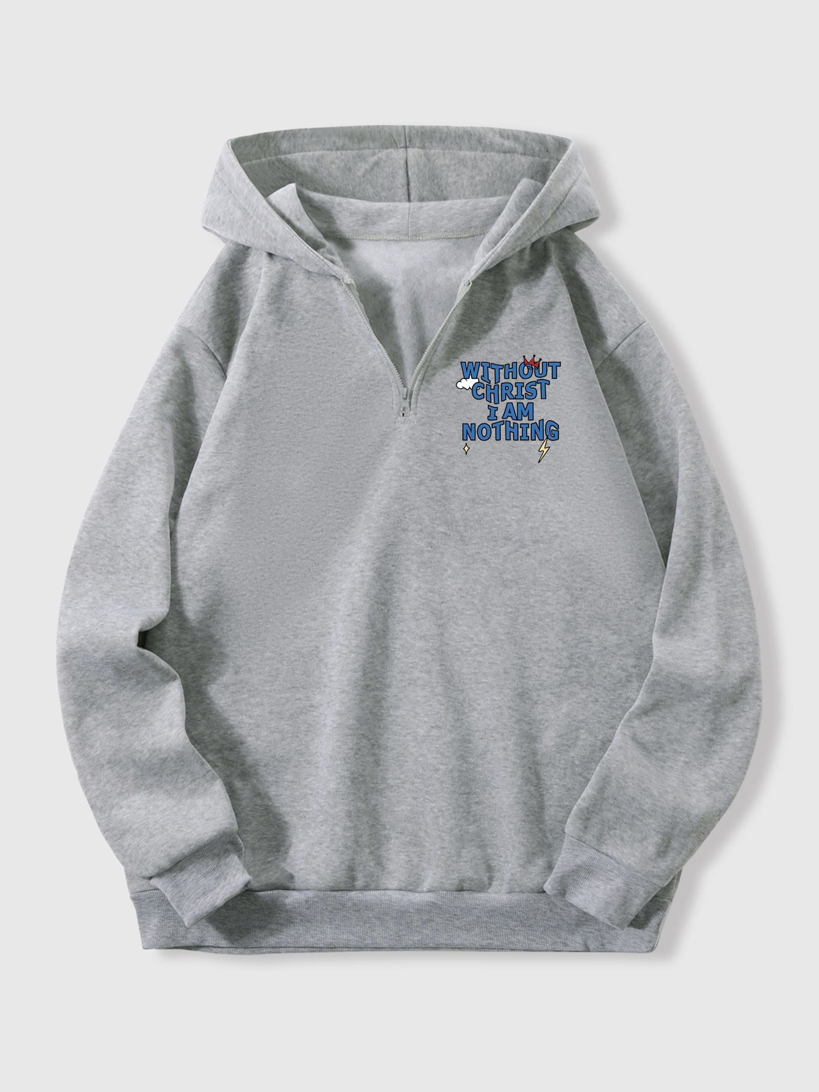 Front Zipper Y2K Minimalist Cat Printed Hoodie