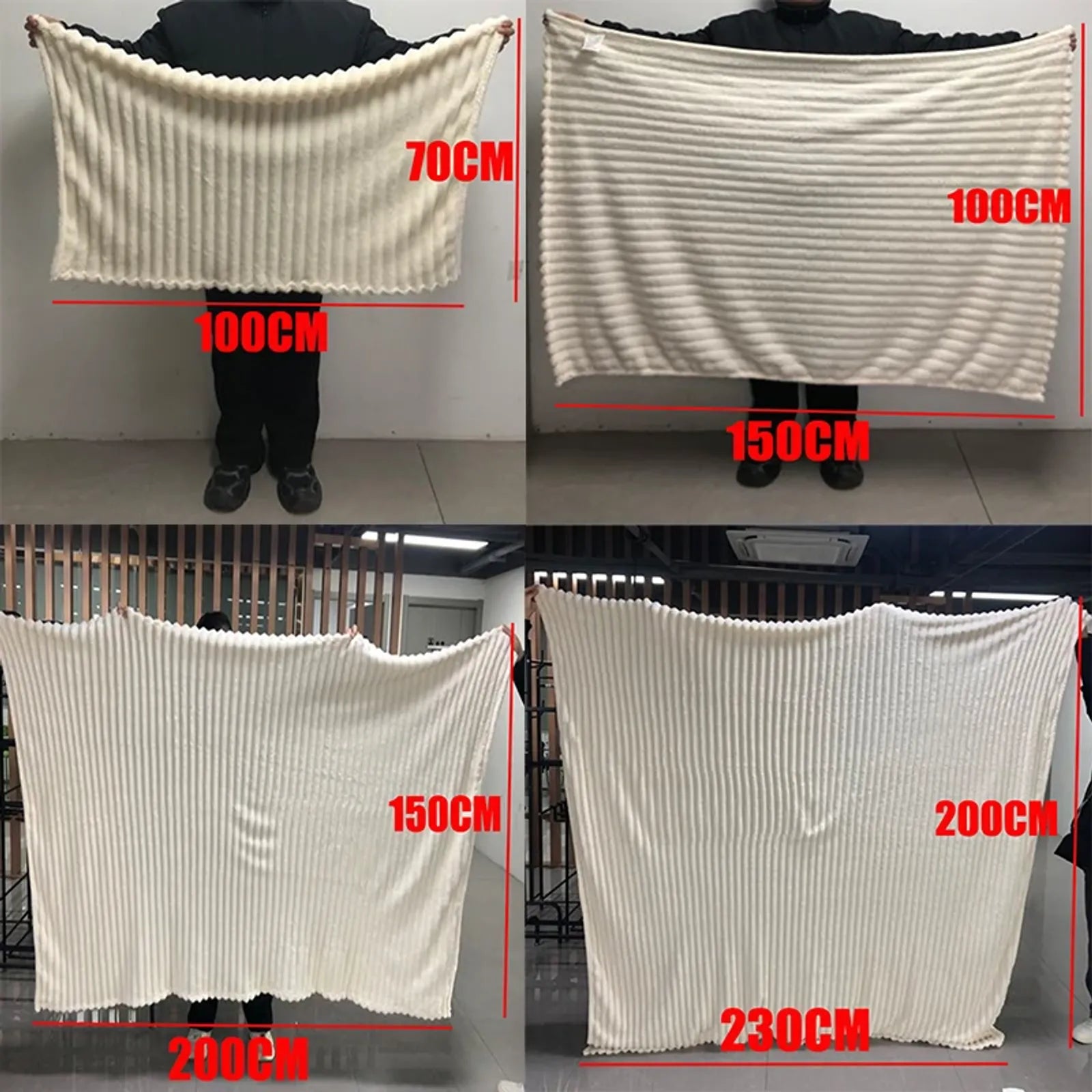 Soft & Warm Fluffy Throw Blanket - Decorative Striped Design