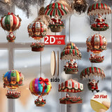 10Pcs Wooden Hot Air Balloon Santa Claus Christmas Ornaments