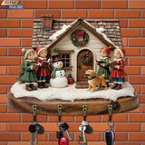 2D Christmas Carol Scene Wooden Keyframe with Hooks