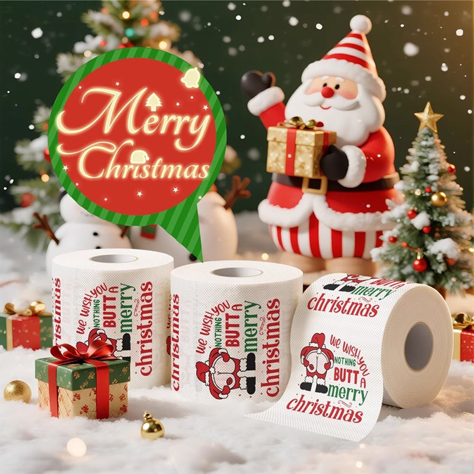 Funny Santa Claus Christmas Toilet Paper Rolls