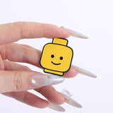 Funny Yellow Emoji Building Blocks Brooch Enamel Pin